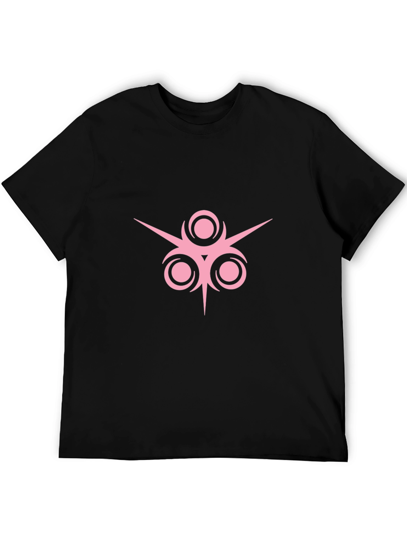 Black T-Shirt with Pink Geometric Design