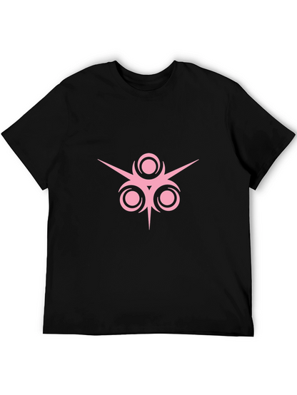 Black T-Shirt with Pink Geometric Design
