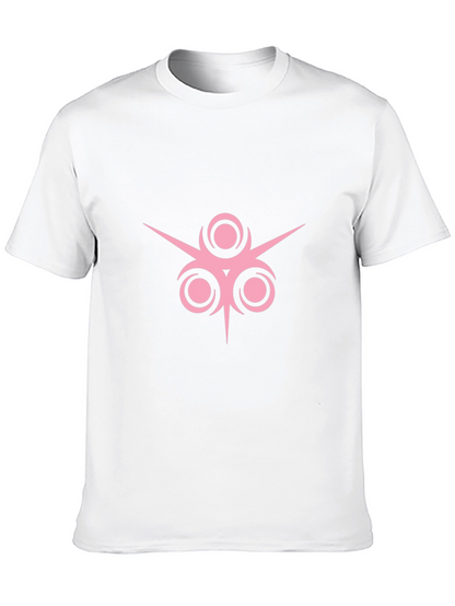 Black T-Shirt with Pink Geometric Design