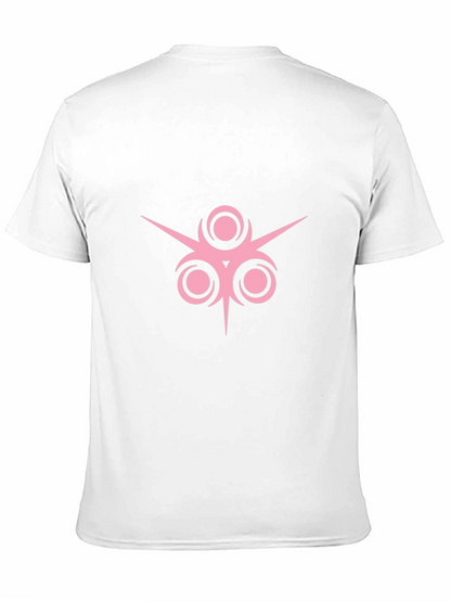 Black T-Shirt with Pink Geometric Design
