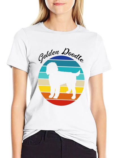 Golden Doodle Sunset Graphic Tee - Unisex Black T-Shirt