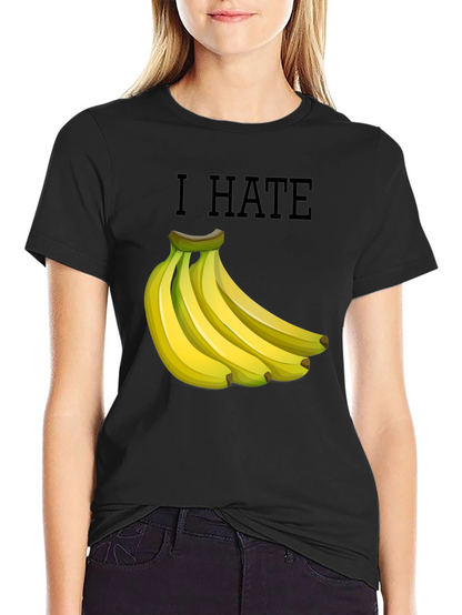I Hate Bananas Funny Graphic T-Shirt - Black