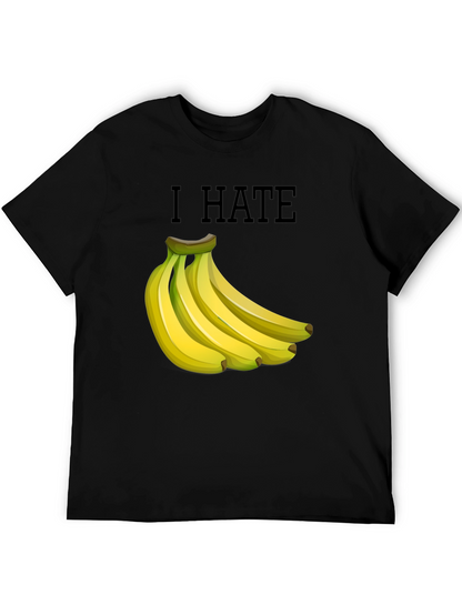 I Hate Bananas Funny Graphic T-Shirt - Black