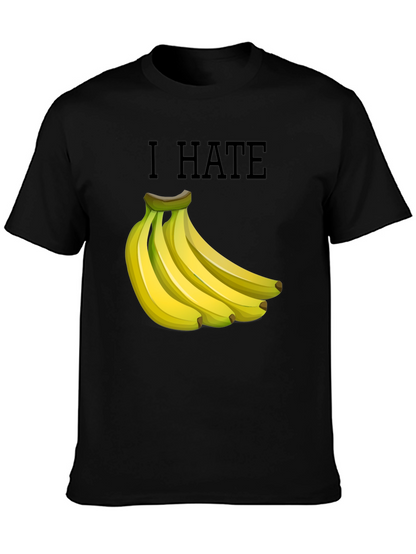 I Hate Bananas Funny Graphic T-Shirt - Black