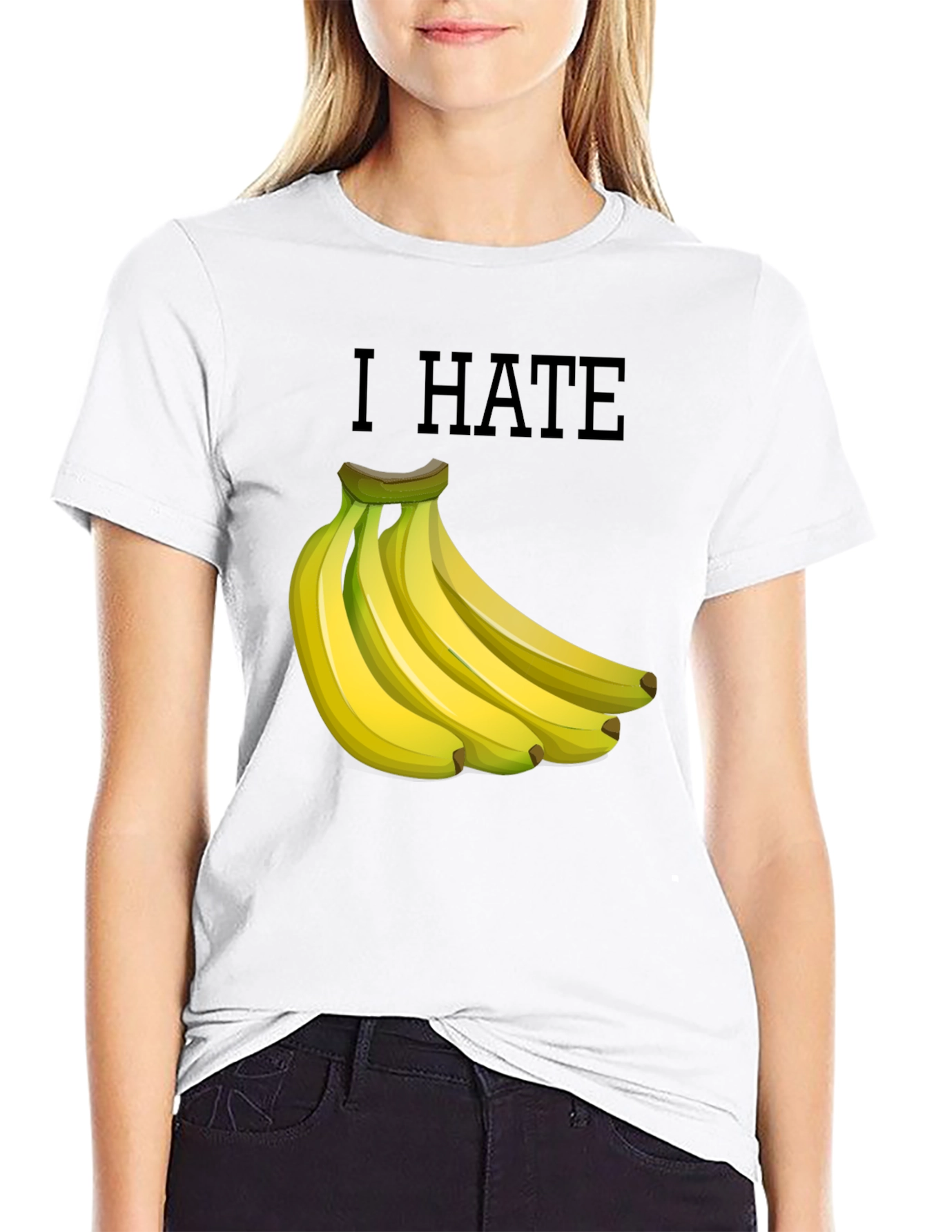 I Hate Bananas Funny Graphic T-Shirt - Black