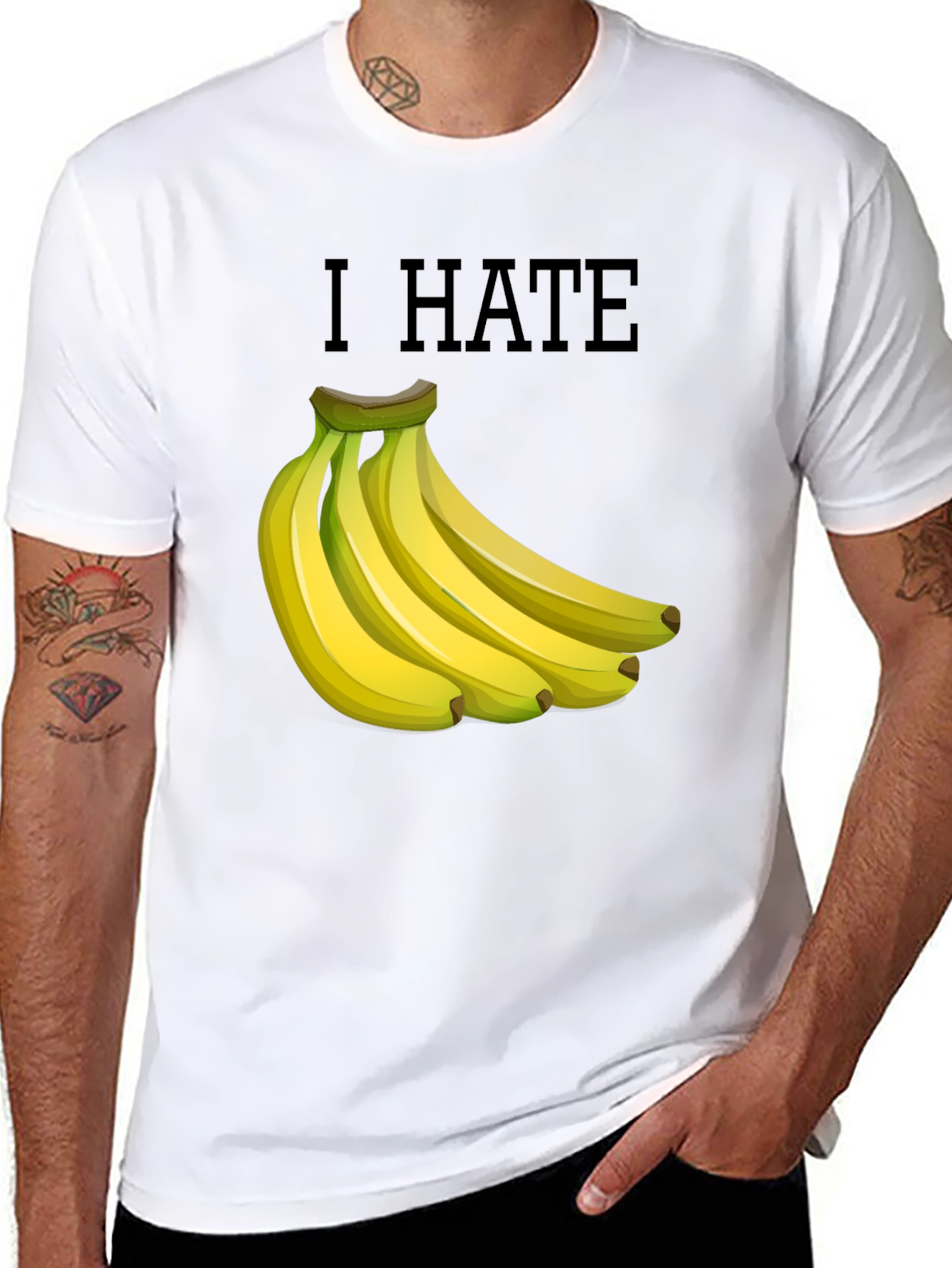 I Hate Bananas Funny Graphic T-Shirt - Black