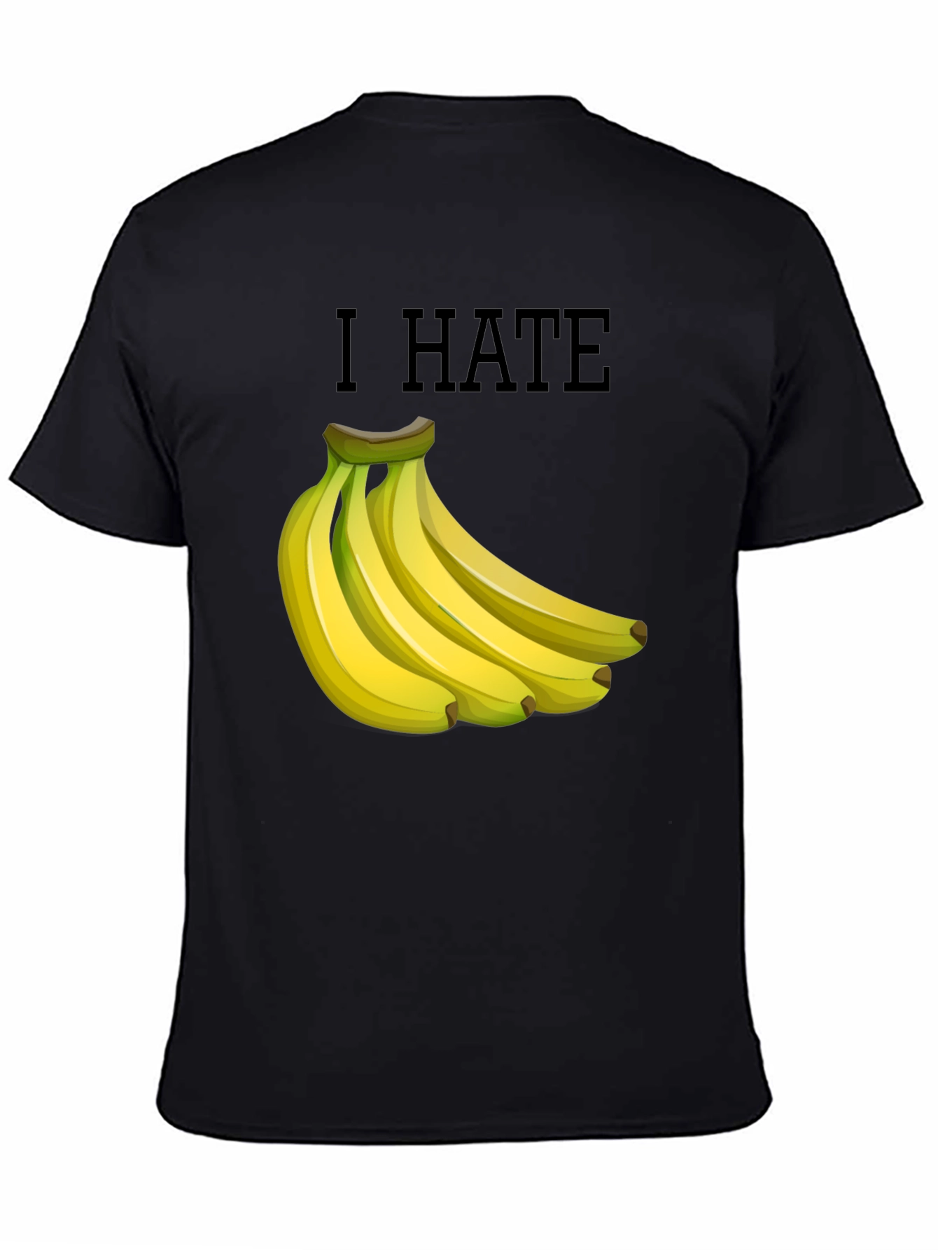 I Hate Bananas Funny Graphic T-Shirt - Black