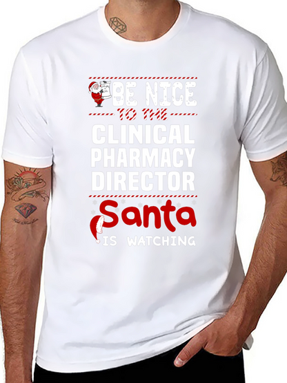 Funny Clinical Pharmacy Director Santa Watching Christmas T-Shirt