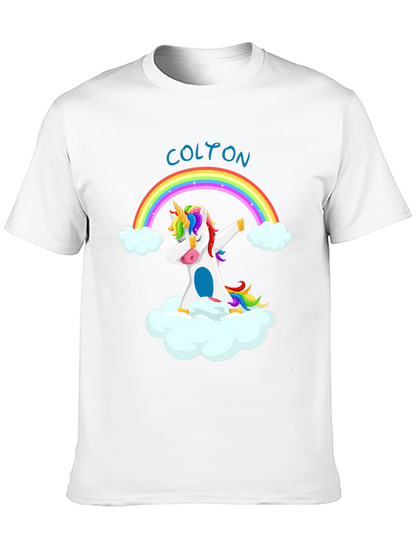 Dabbing Unicorn Rainbow Custom Name T-Shirt