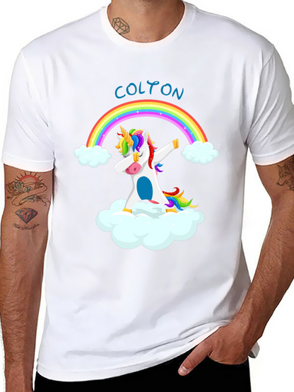 Dabbing Unicorn Rainbow Custom Name T-Shirt