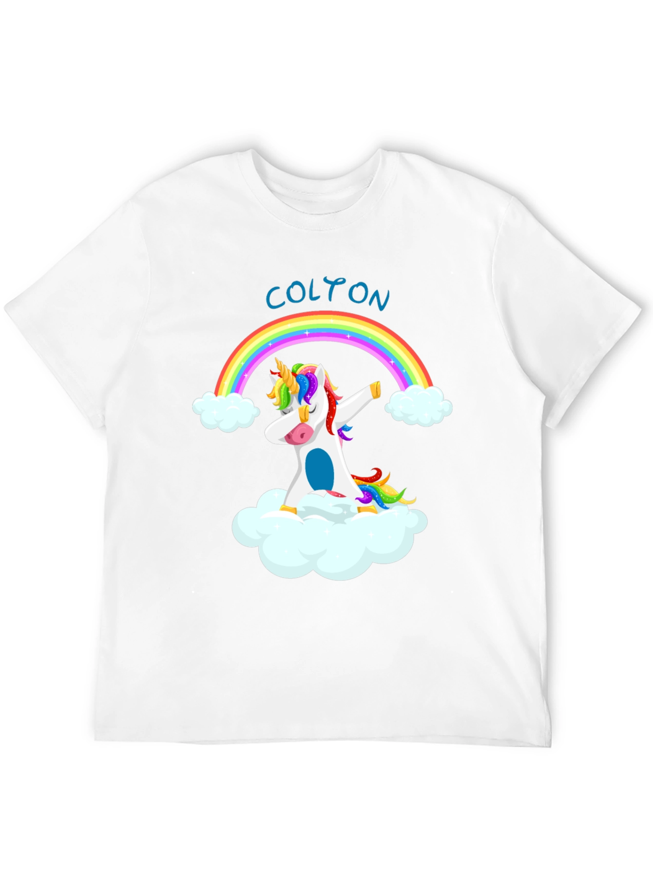 Dabbing Unicorn Rainbow Custom Name T-Shirt