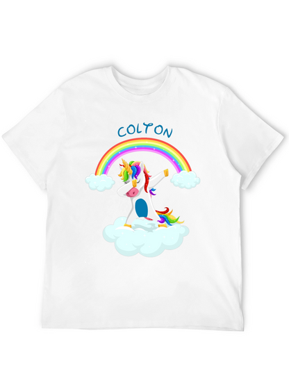 Dabbing Unicorn Rainbow Custom Name T-Shirt