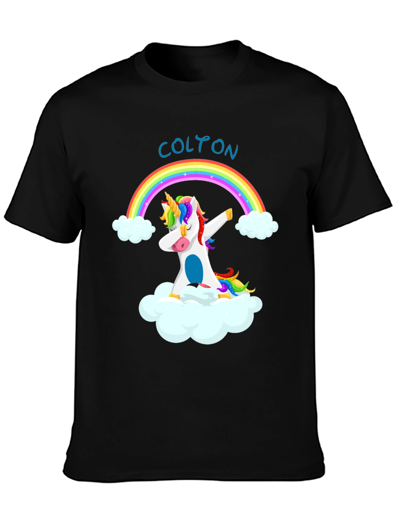 Dabbing Unicorn Rainbow Custom Name T-Shirt