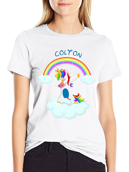 Dabbing Unicorn Rainbow Custom Name T-Shirt