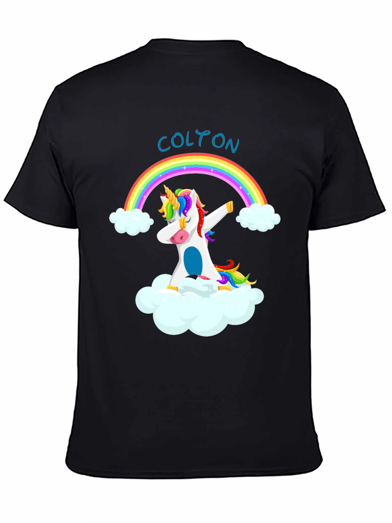 Dabbing Unicorn Rainbow Custom Name T-Shirt