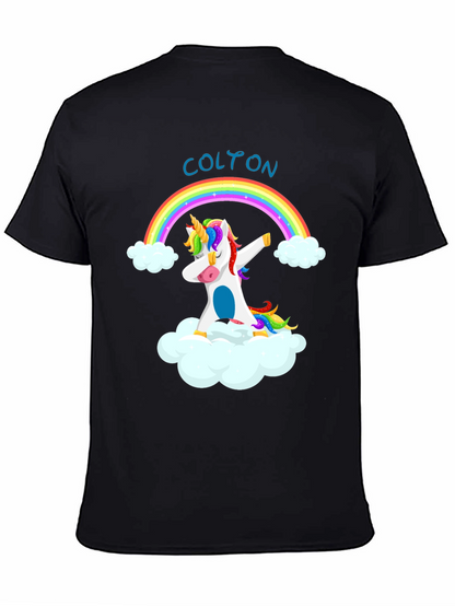 Dabbing Unicorn Rainbow Custom Name T-Shirt