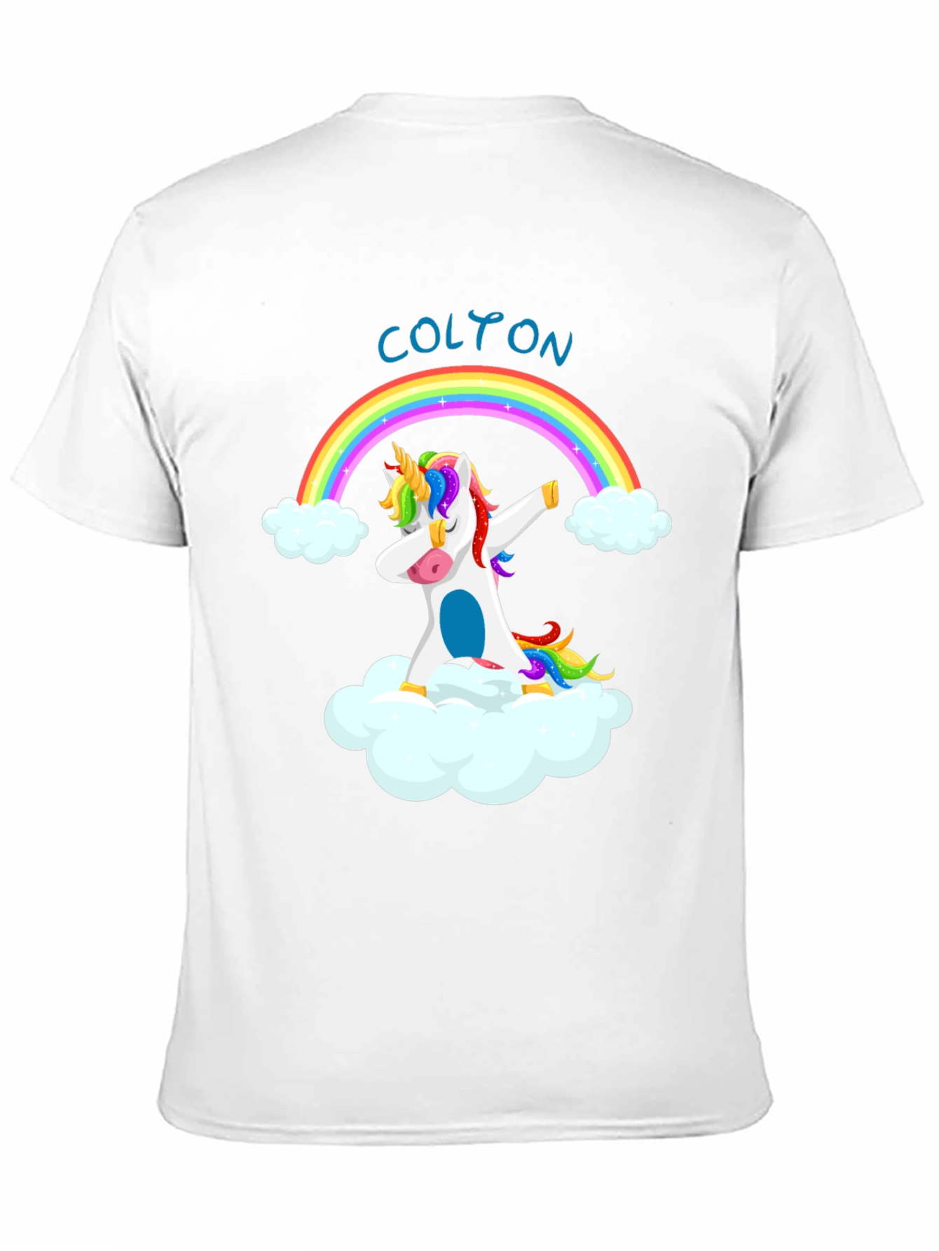 Dabbing Unicorn Rainbow Custom Name T-Shirt