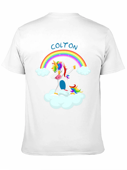 Dabbing Unicorn Rainbow Custom Name T-Shirt