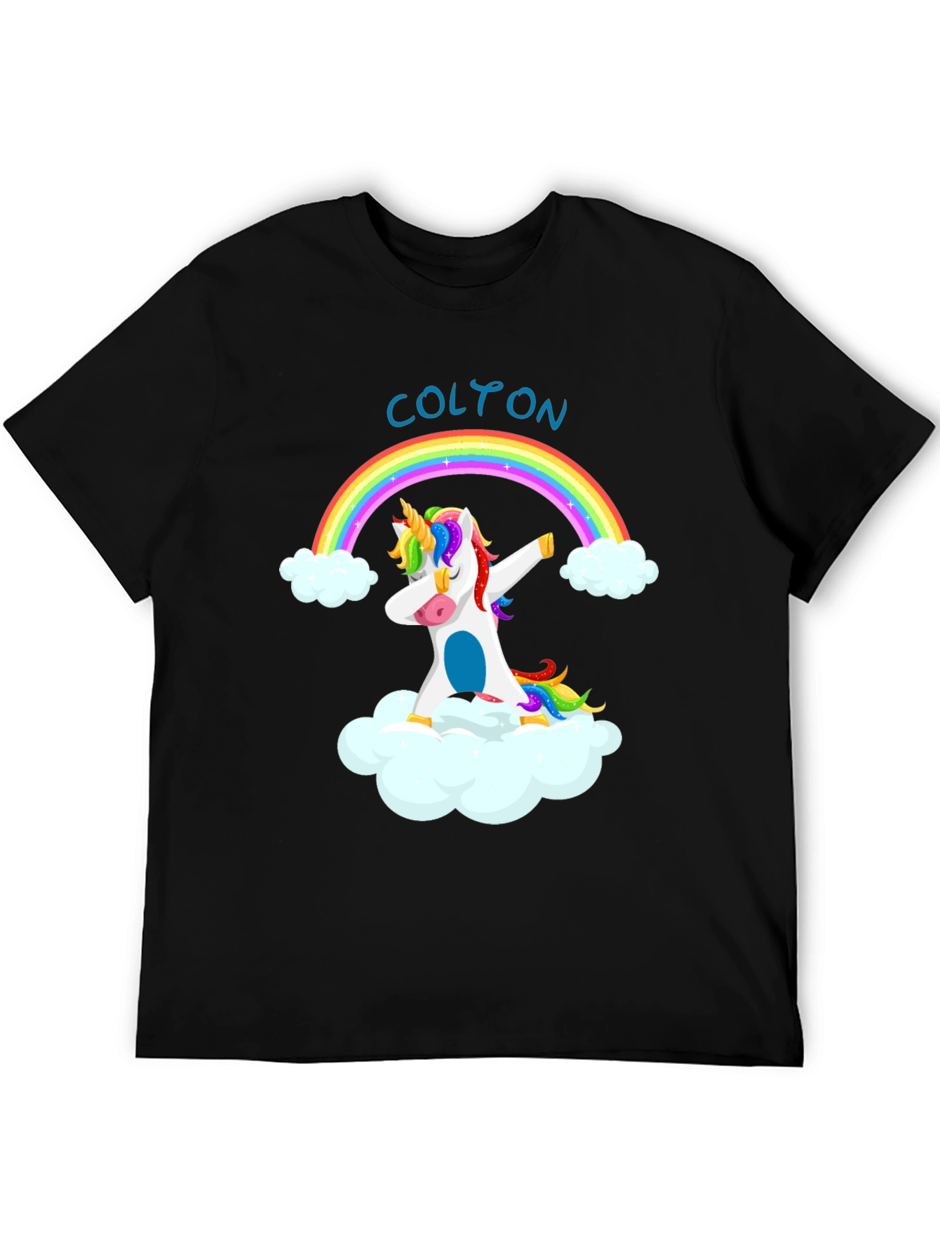 Dabbing Unicorn Rainbow Custom Name T-Shirt