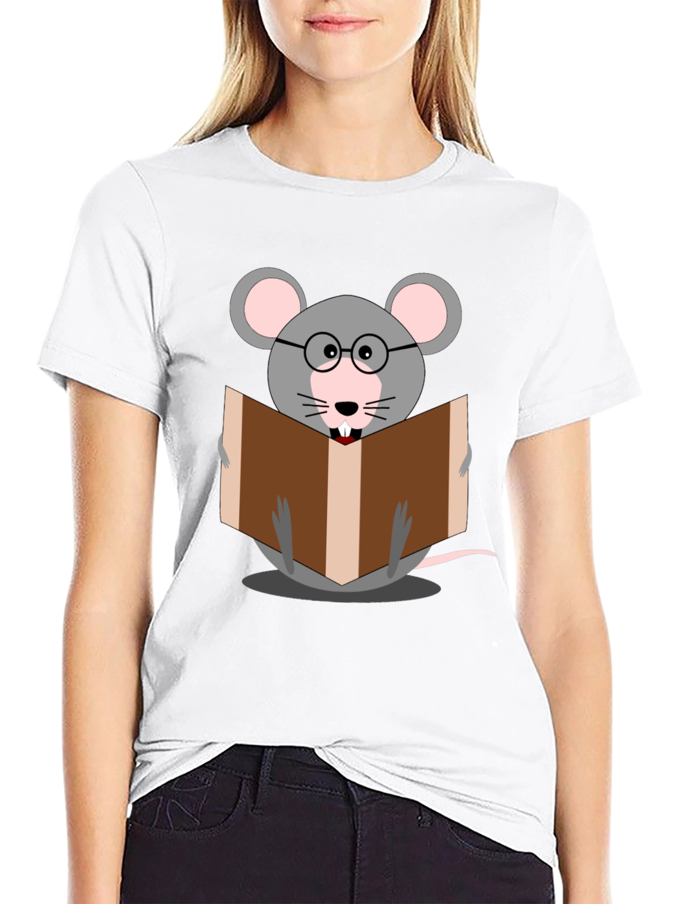 Bookworm Mouse Graphic Tee - Read in Style