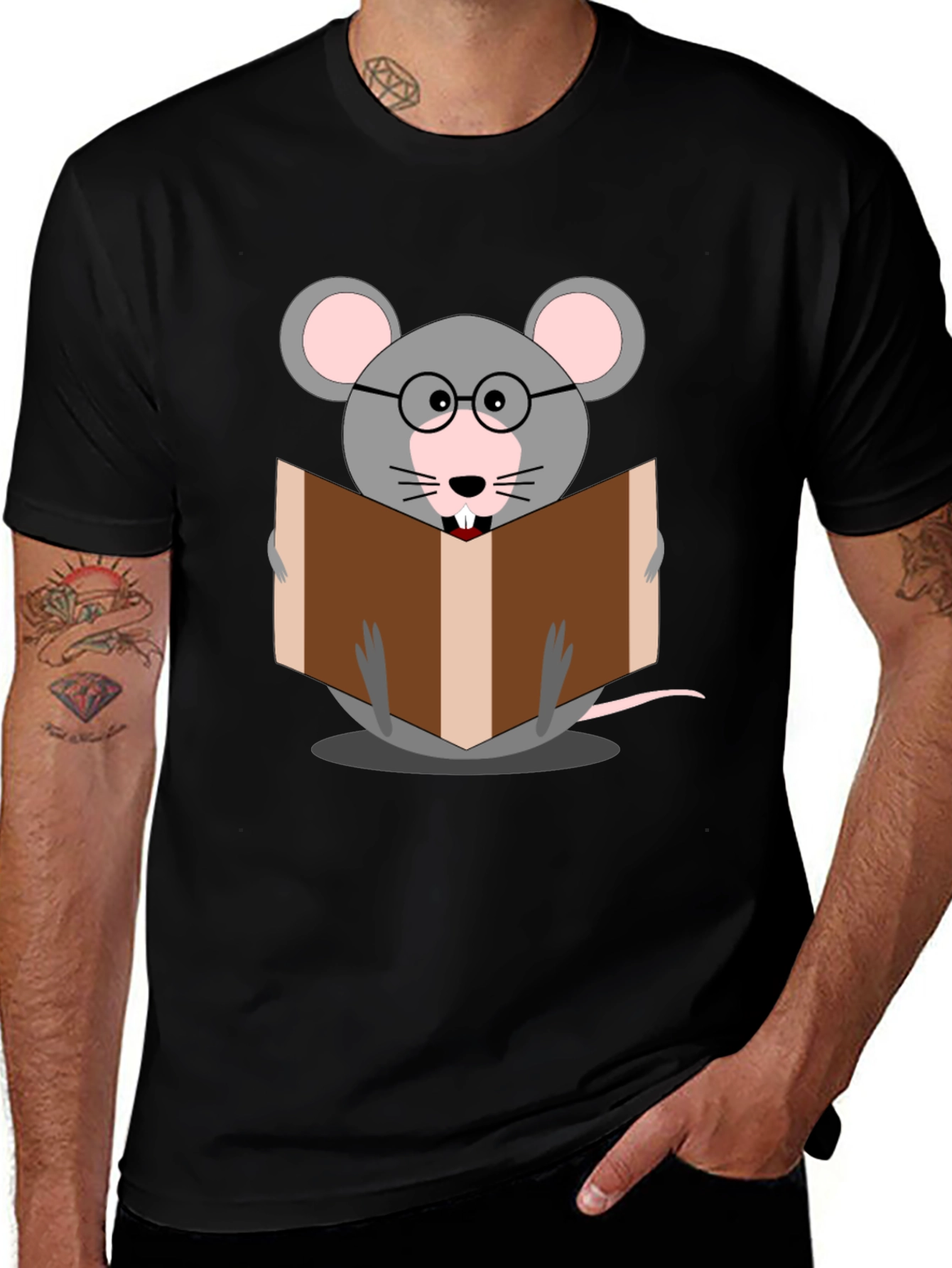 Bookworm Mouse Graphic Tee - Read in Style