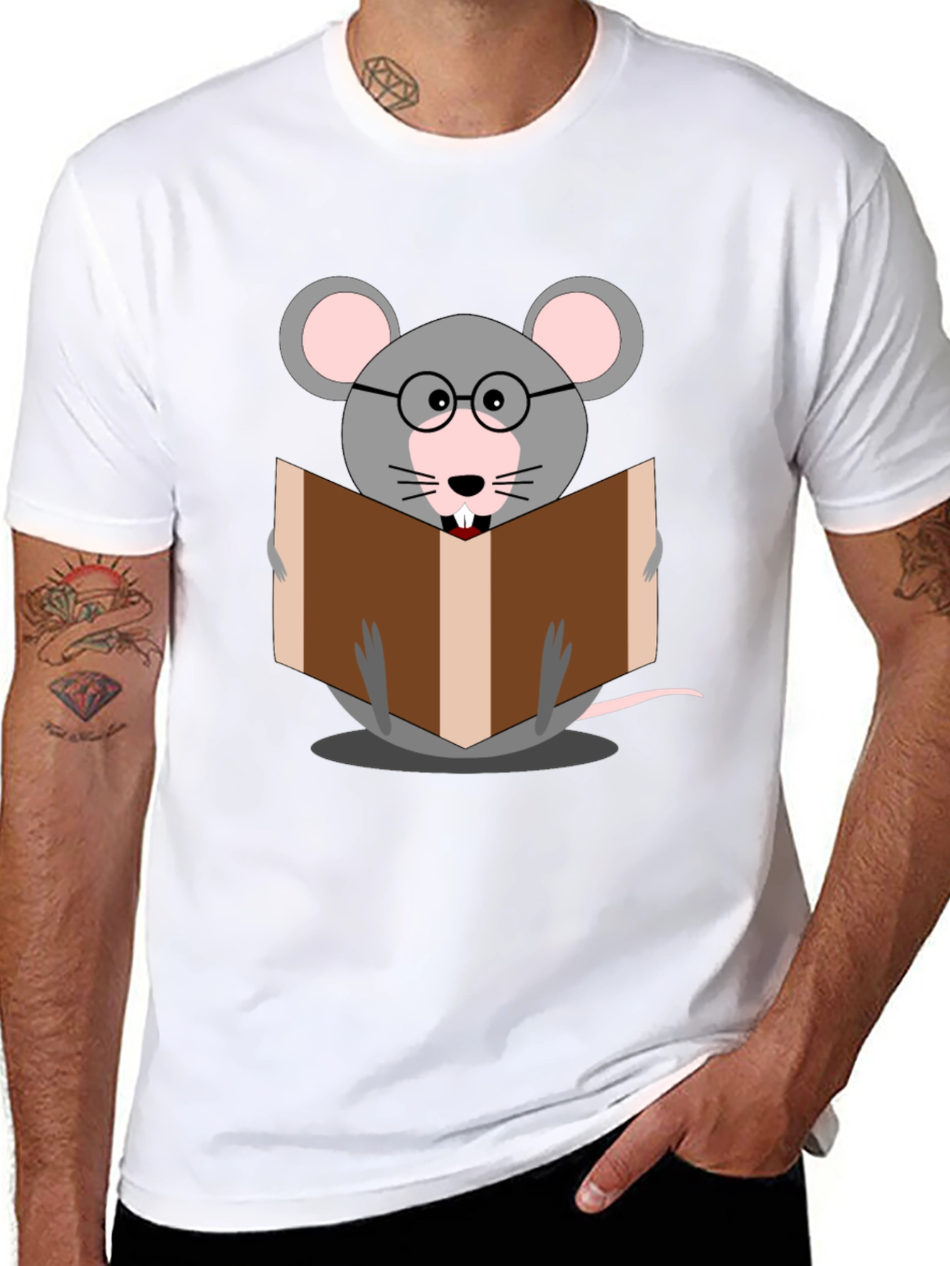Bookworm Mouse Graphic Tee - Read in Style