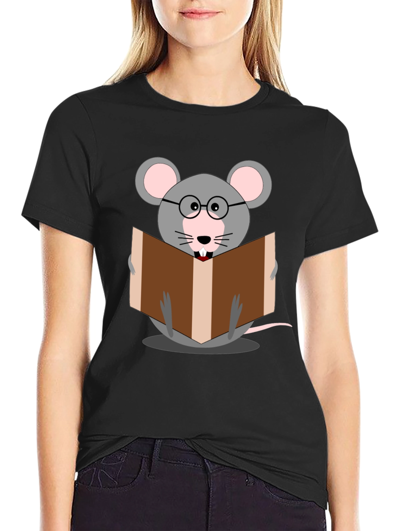 Bookworm Mouse Graphic Tee - Read in Style