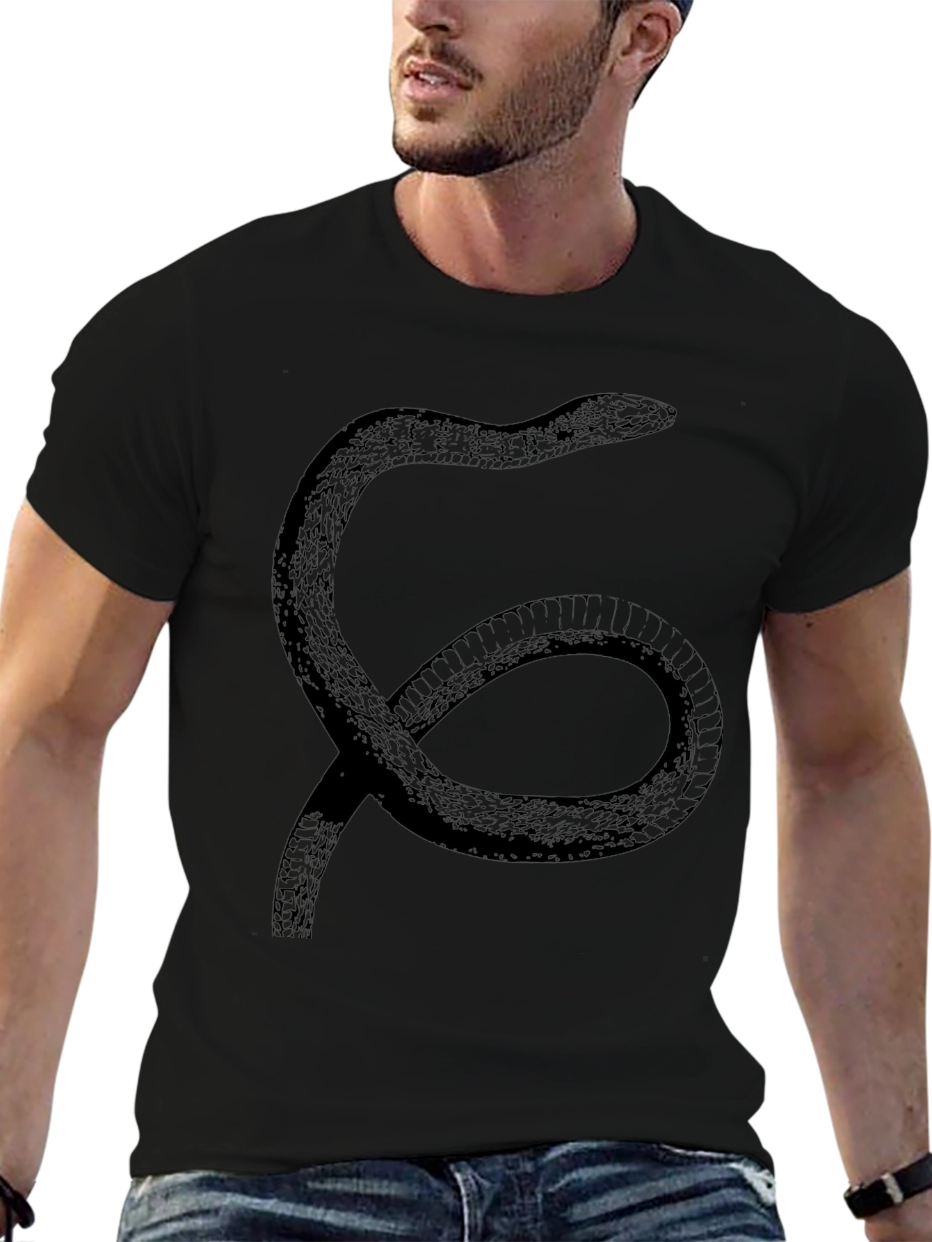 Snake Graphic T-Shirt - Black