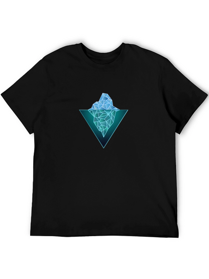Geometric Iceberg Graphic Black T-Shirt