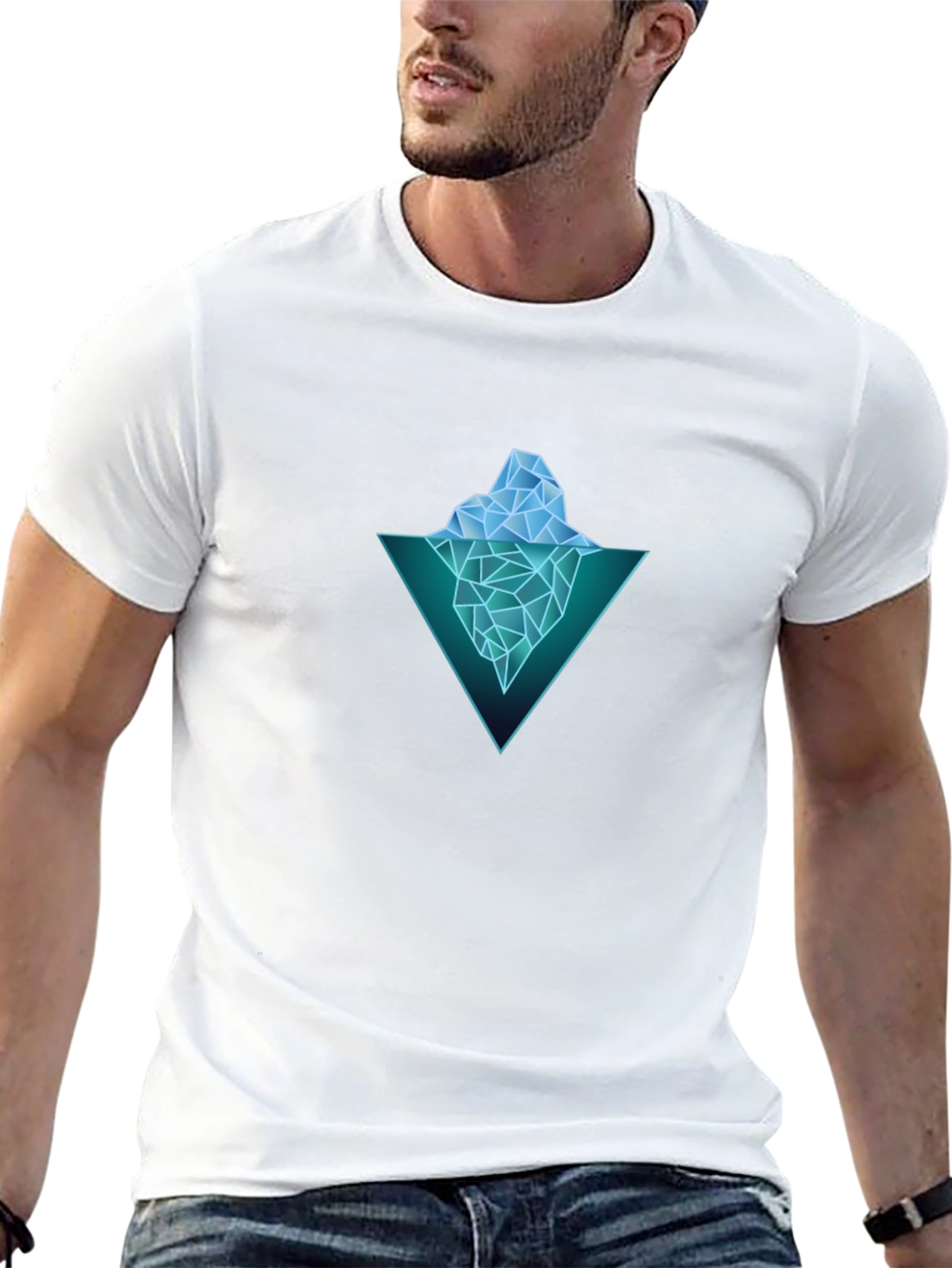 Geometric Iceberg Graphic Black T-Shirt