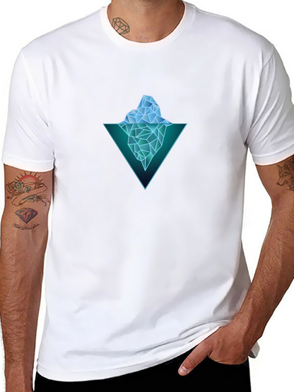 Geometric Iceberg Graphic Black T-Shirt