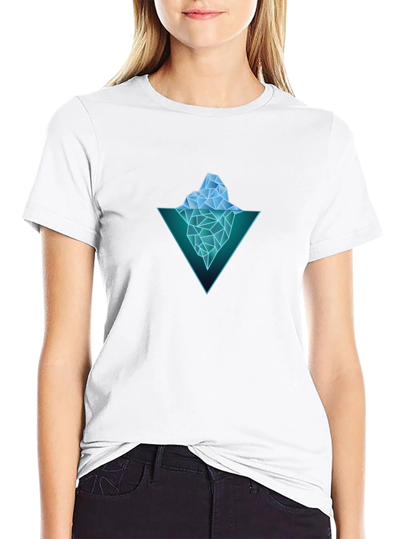 Geometric Iceberg Graphic Black T-Shirt