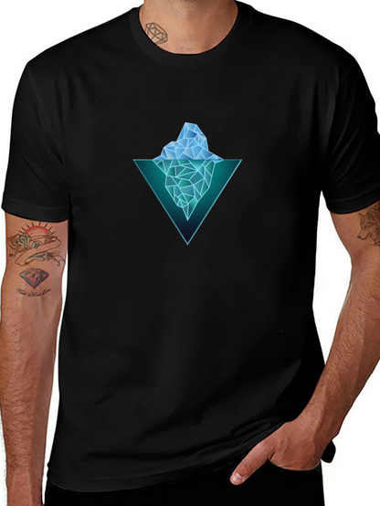 Geometric Iceberg Graphic Black T-Shirt