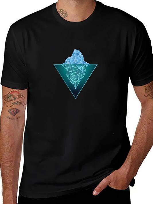 Geometric Iceberg Graphic Black T-Shirt