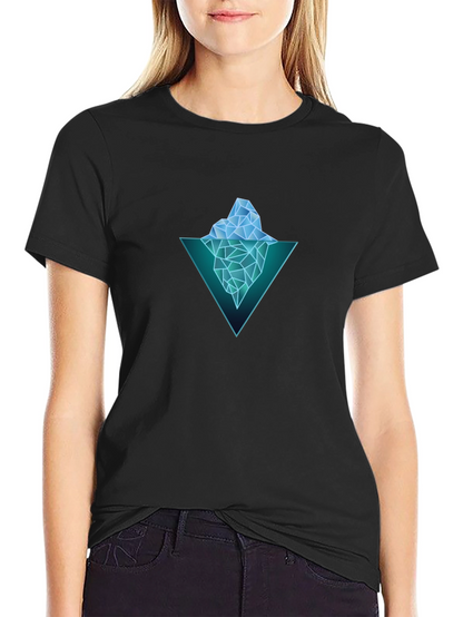 Geometric Iceberg Graphic Black T-Shirt