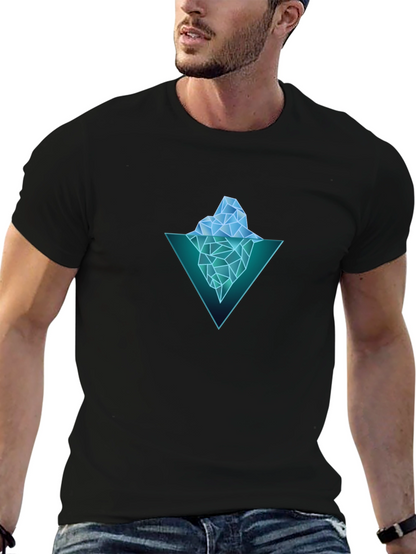 Geometric Iceberg Graphic Black T-Shirt