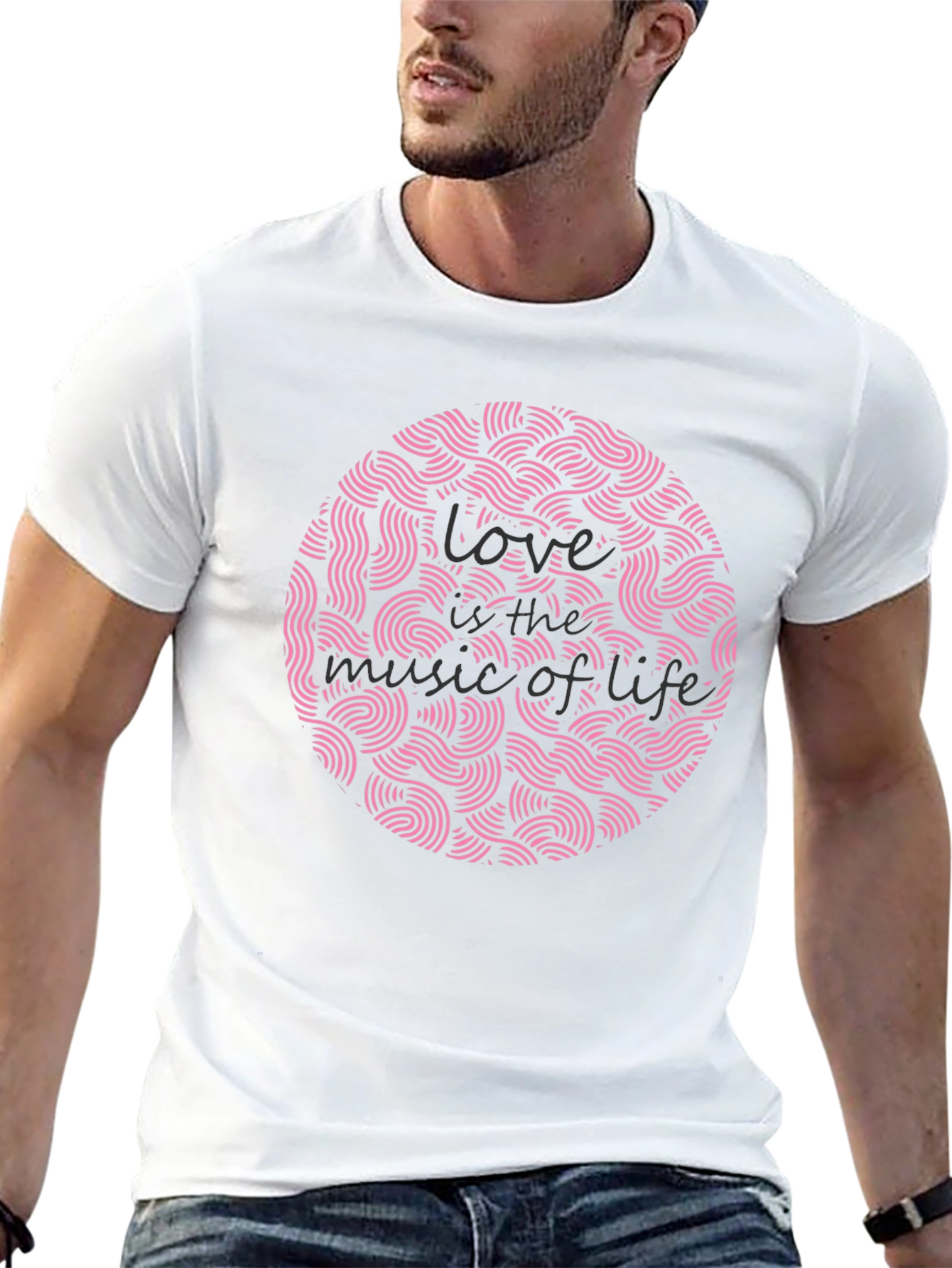 Love is the Music of Life Black Graphic Tee