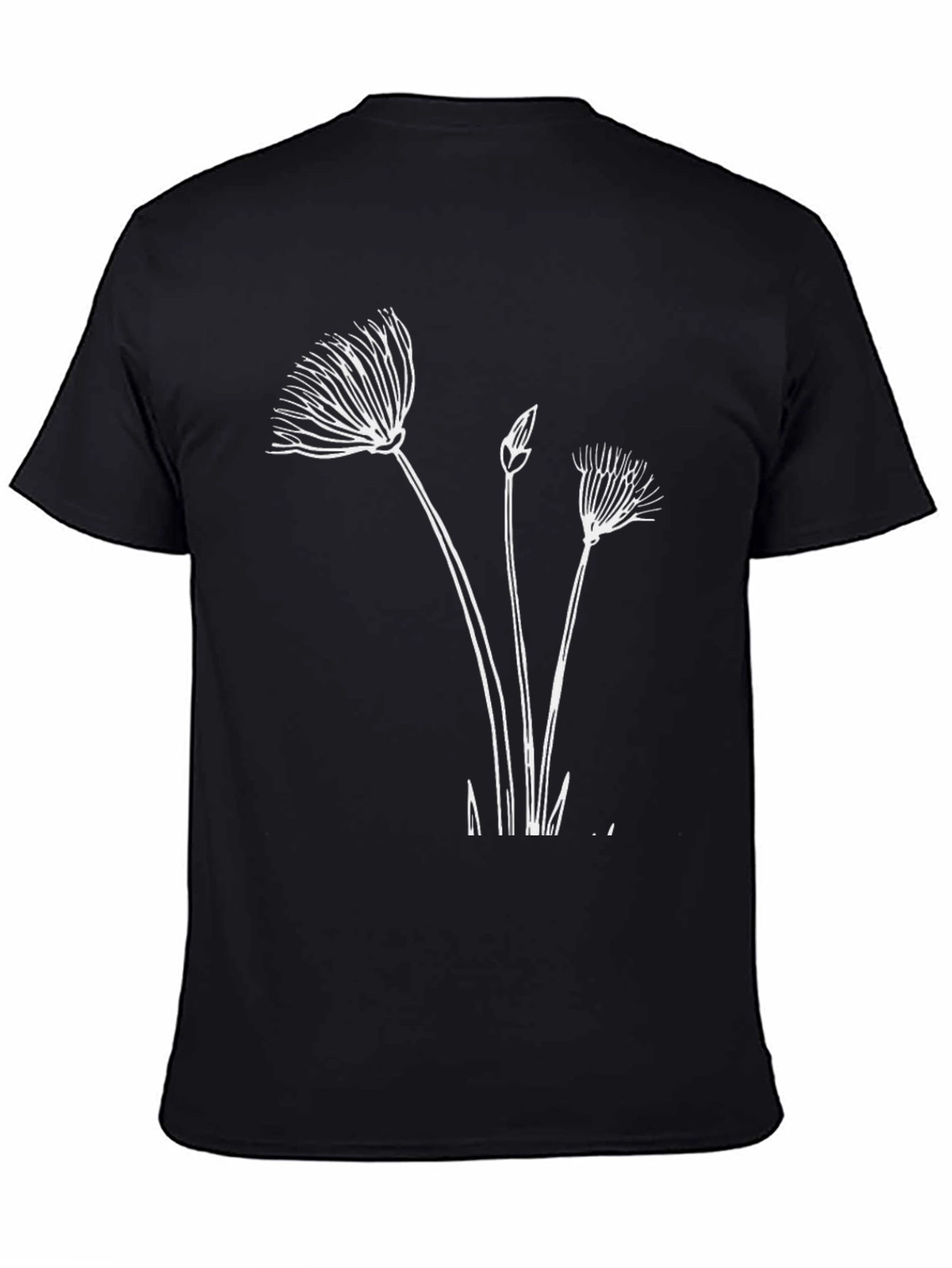 Black T-Shirt with Botanical Graphic