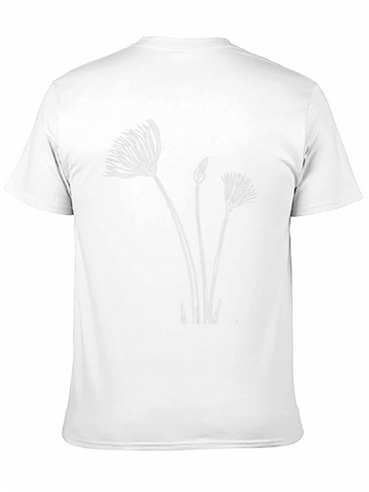 Black T-Shirt with Botanical Graphic