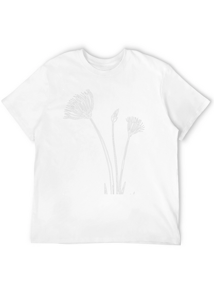 Black T-Shirt with Botanical Graphic