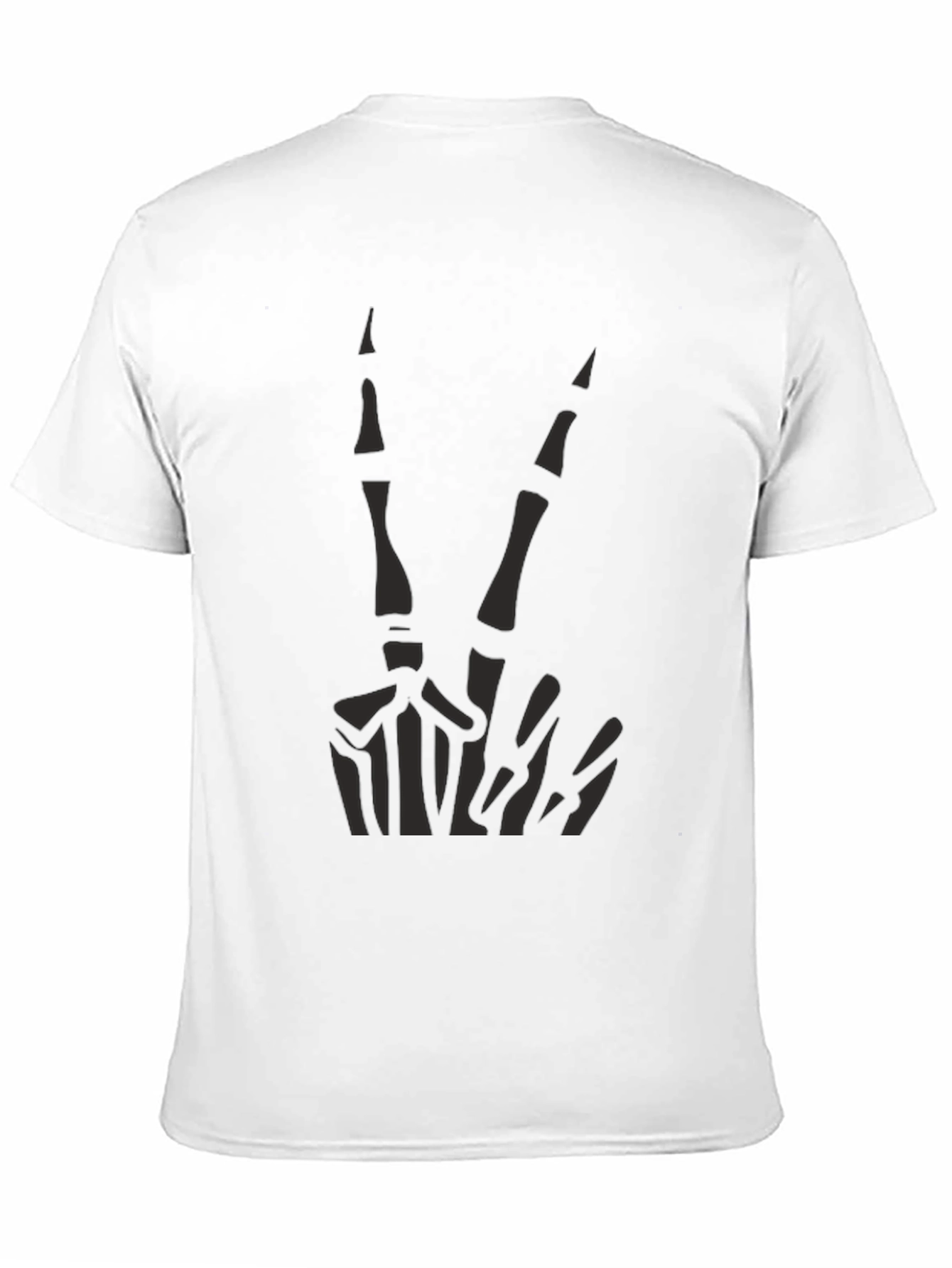 Skeleton Peace Sign Graphic Tee - Black Cotton Casual