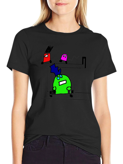 Cartoon Character Graphic Black T-Shirt