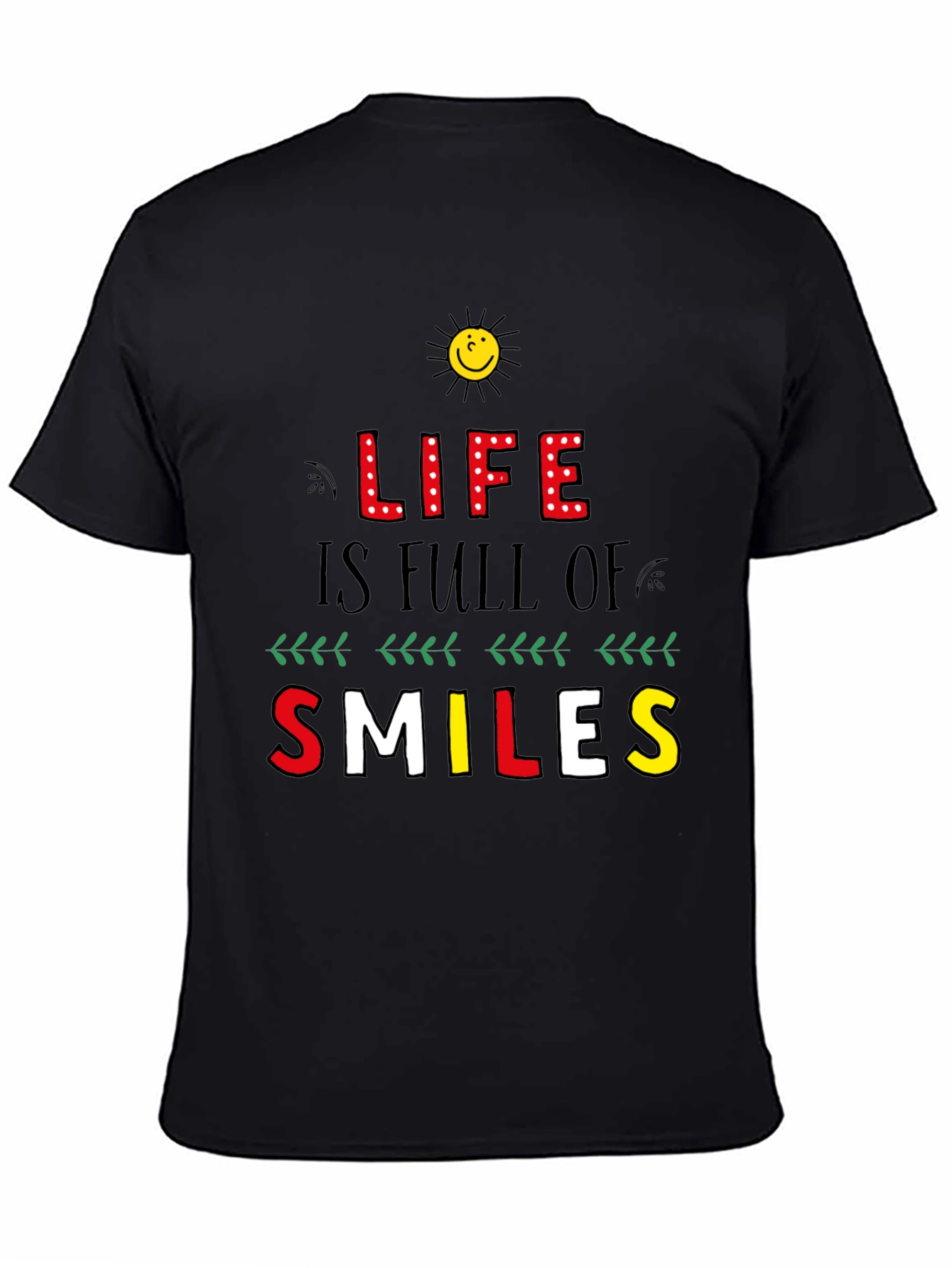 Life is Full of Smiles Graphic Tee - Black