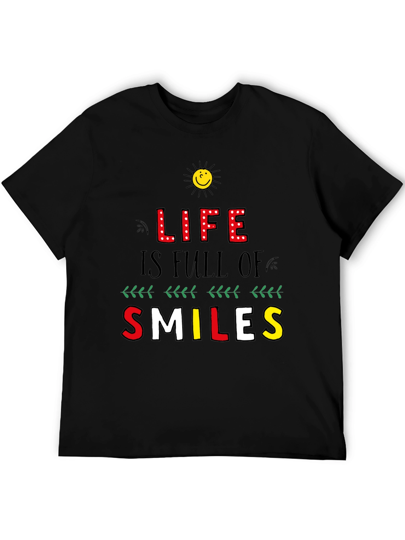 Life is Full of Smiles Graphic Tee - Black