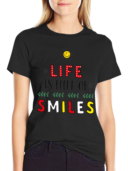 Life is Full of Smiles Graphic Tee - Black