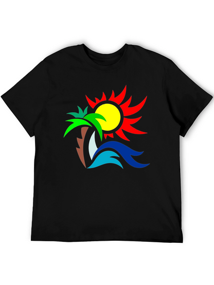 Tropical Graphic Tee: Palm Sun & Sea Design