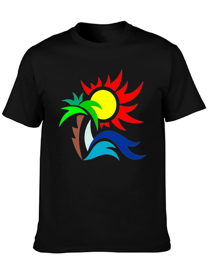 Tropical Graphic Tee: Palm Sun & Sea Design