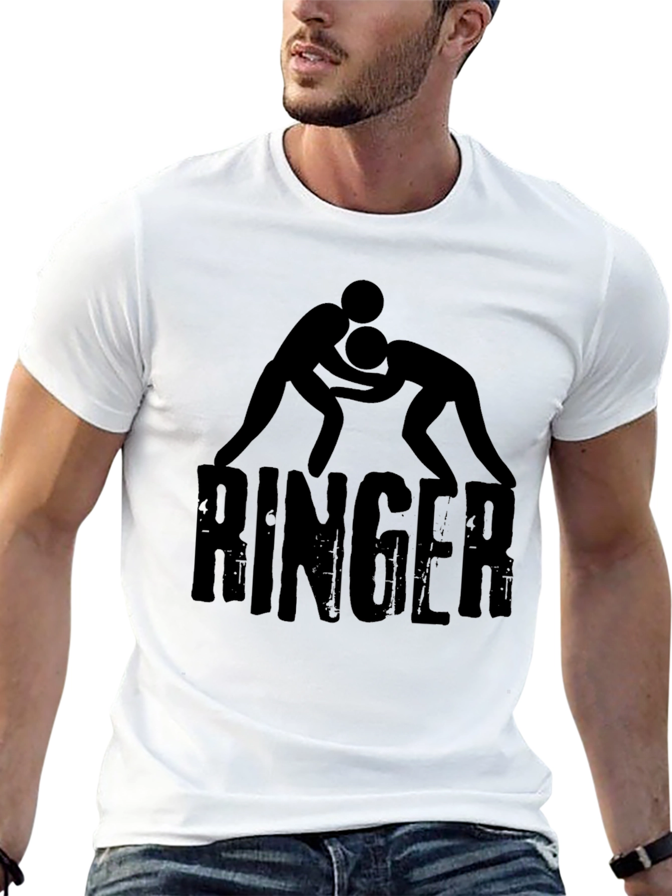 Ringer Wrestling Graphic Black T-Shirt