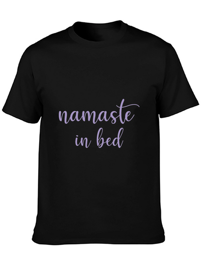 Namaste in Bed Black Graphic T-Shirt