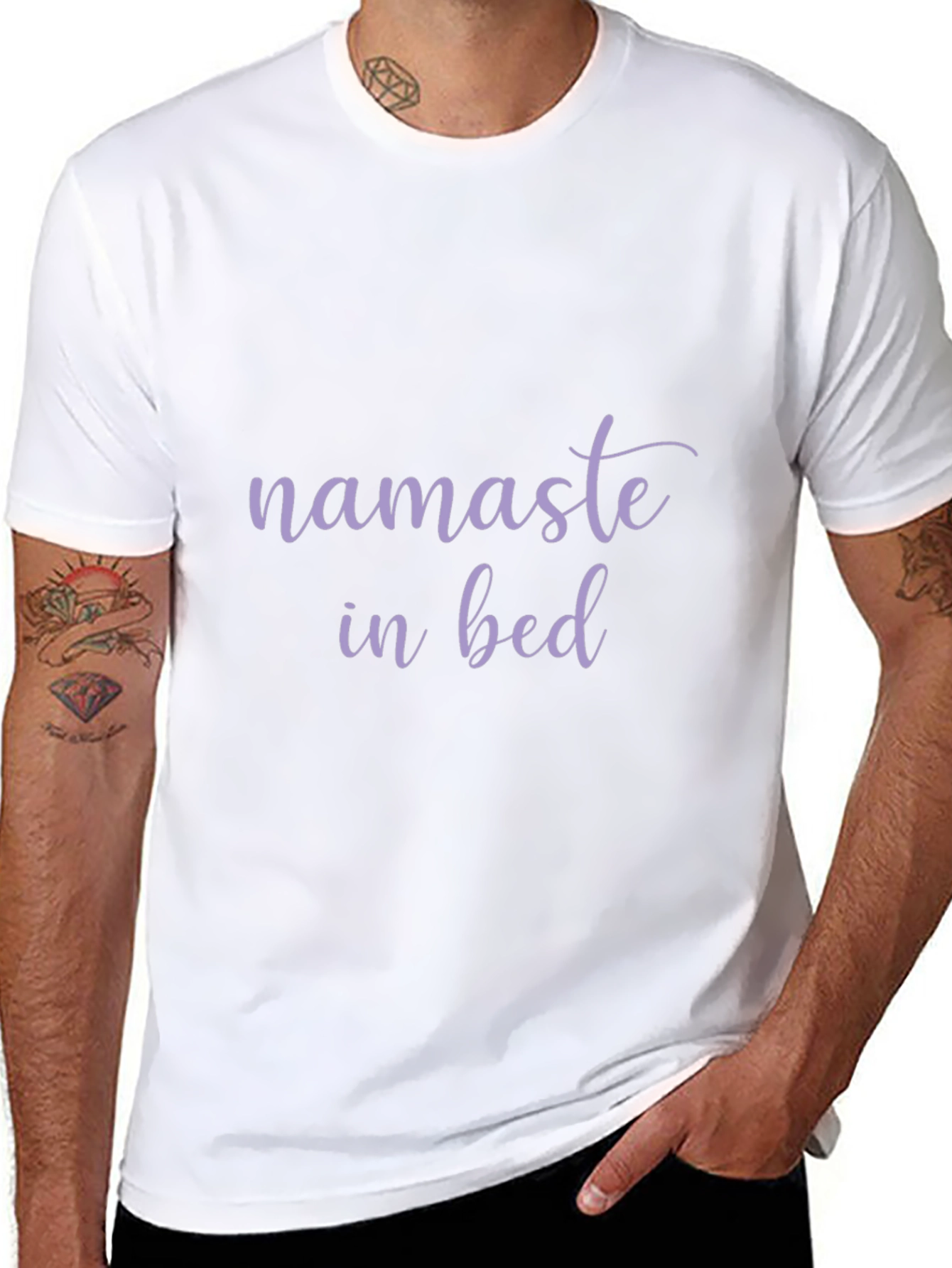 Namaste in Bed Black Graphic T-Shirt